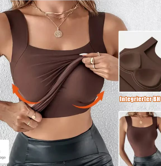 🏆Letzter Tag Sonderpreis €10,99!!💐Damen U-Ausschnitt Thermo-Tanktops mit integriertem BH