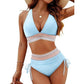 🔥Letzter Tag Spezial Preis €15.99!! 💥-👙Patchwork-Bikini mit V-Ausschnitt, 2-teiliges Set