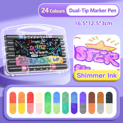 🎅 Weihnachts Geschenk Idee €9.99!! -🎁Dual-Tip Glitter Marker Pen