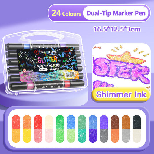 🎅 Weihnachts Geschenk Idee €9.99!! -🎁Dual-Tip Glitter Marker Pen