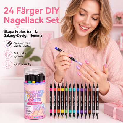 🥳💞Letzter Tag Verkauf €14.99!!🖌️🎨24-Farben Nagel-Art-Stifte Set – Zwei Spitzen, endlose Kreativität! 💅 Präzise Linien, schnelles Trocknen, Salon-Qualität ✨