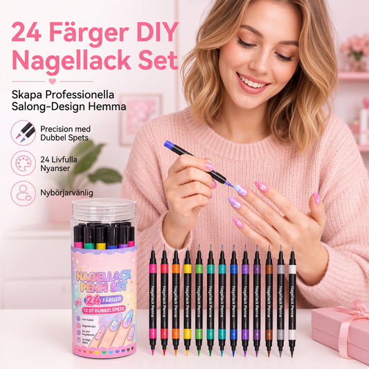 🥳💞Letzter Tag Verkauf €14.99!!🖌️🎨24-Farben Nagel-Art-Stifte Set – Zwei Spitzen, endlose Kreativität! 💅 Präzise Linien, schnelles Trocknen, Salon-Qualität ✨